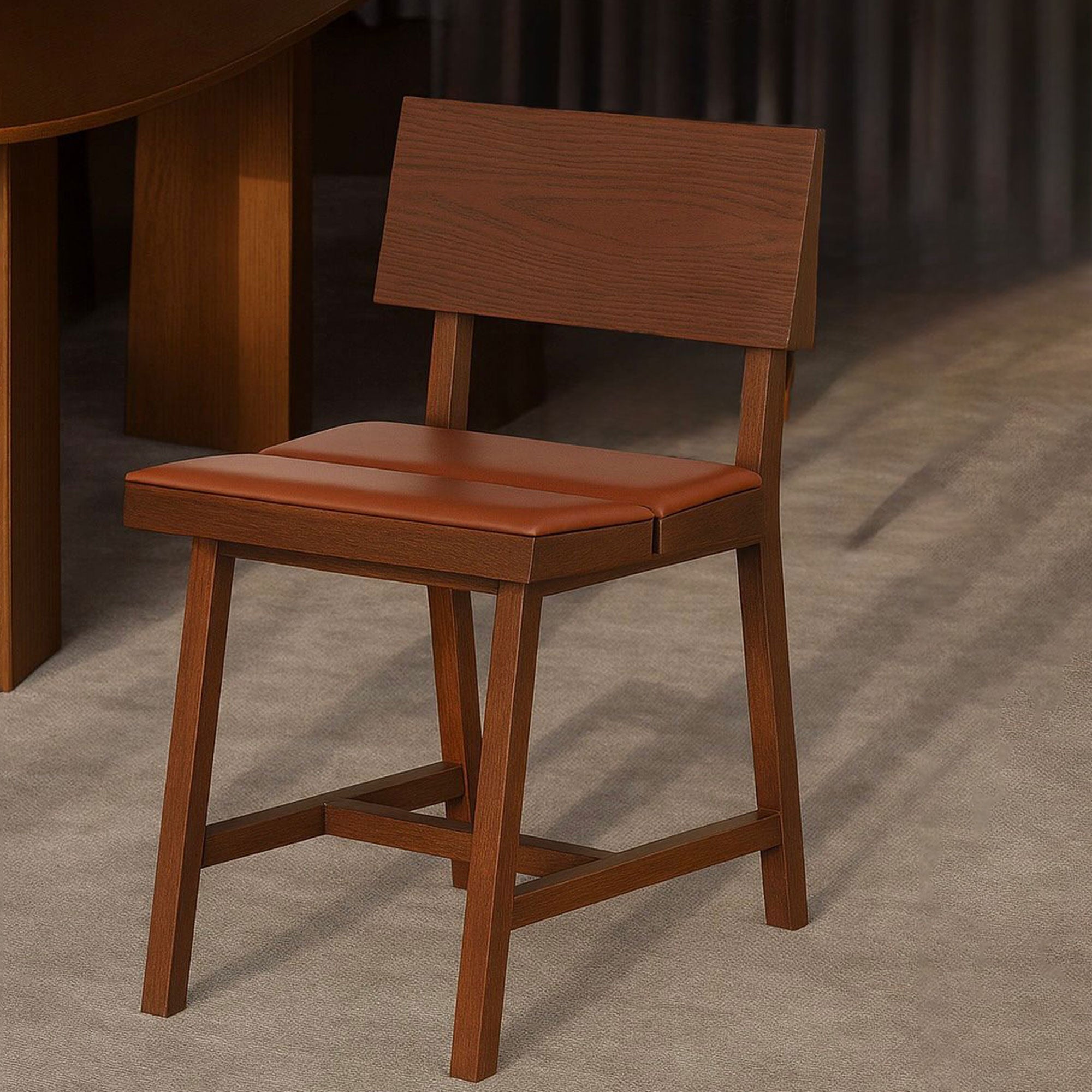 Pi Meşe Sırtlıklı Döşemeli Sandalye Kahverengi