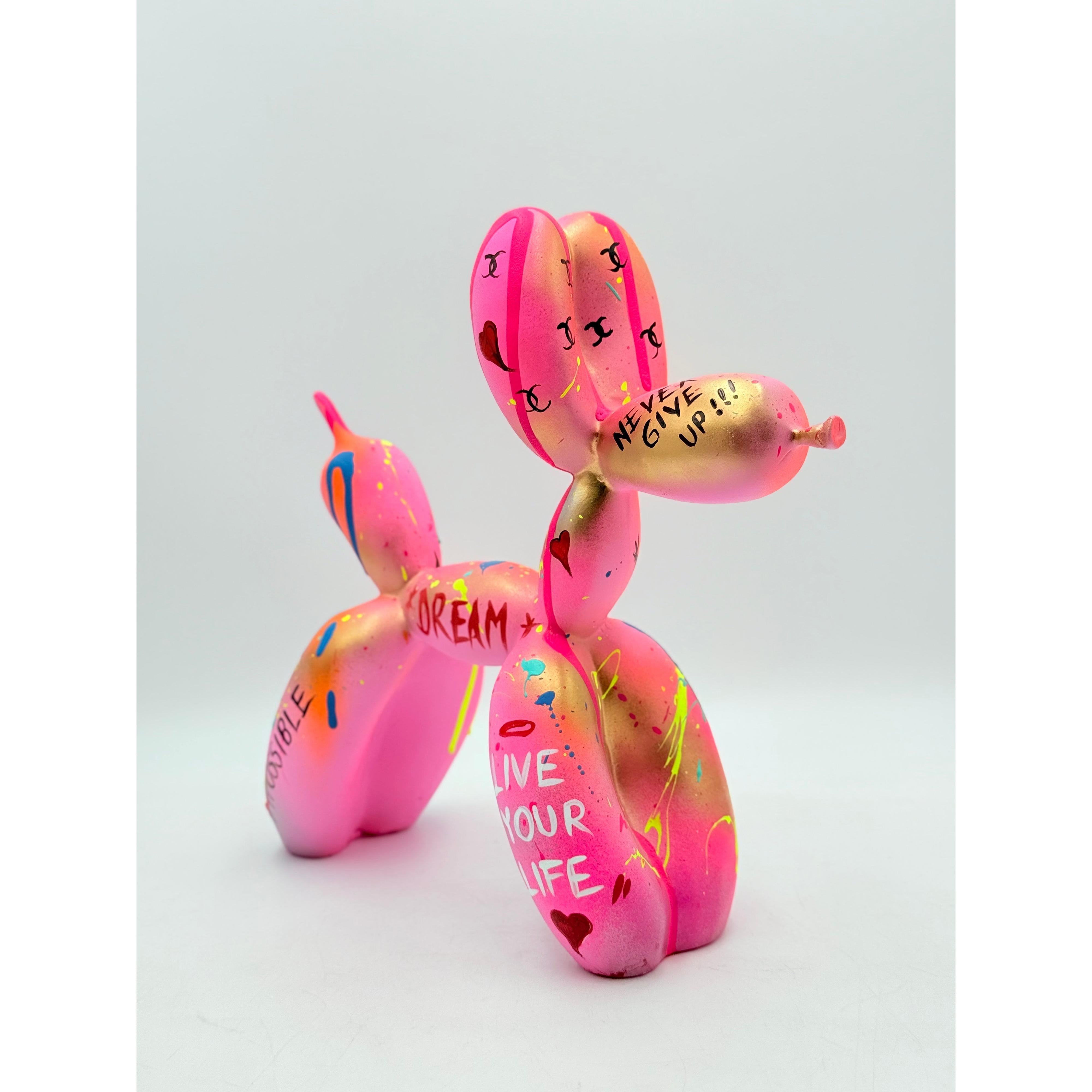 Pink Love Balon Köpek Heykeli