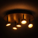 Plafonyer Spotlu Yuvarlak Ahşap Led Avize 40 Cm
