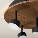 Plafonyer Spotlu Yuvarlak Ahşap Led Avize 40 Cm