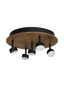 Plafonyer Spotlu Yuvarlak Ahşap Led Avize 40 Cm
