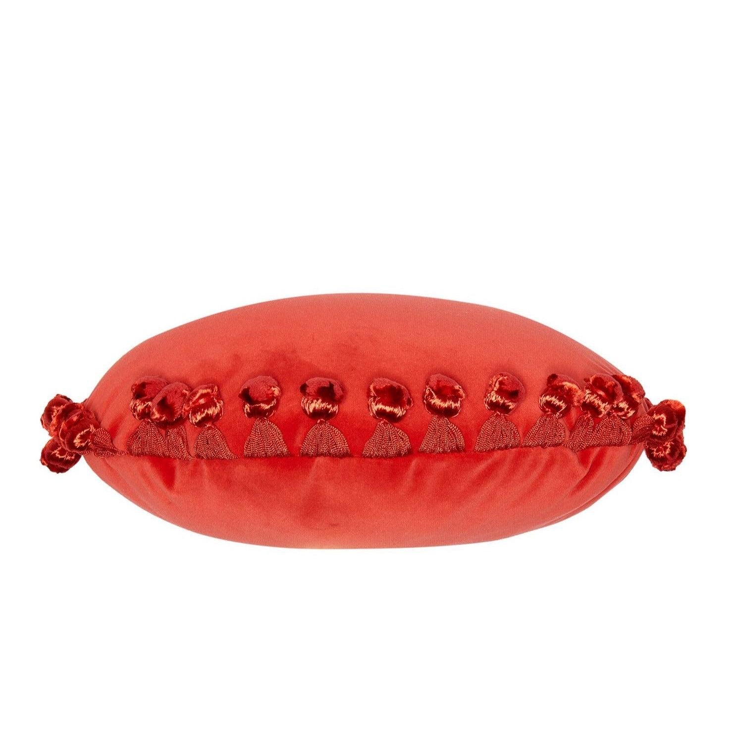 Püskül Detaylı Yuvarlak Kadife Kırlent