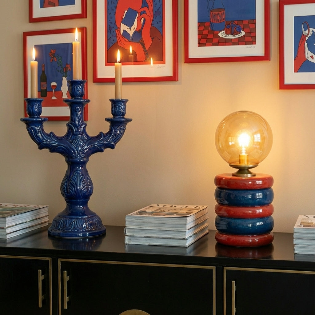 Red & Navy Masa Lambası - Lumos Series