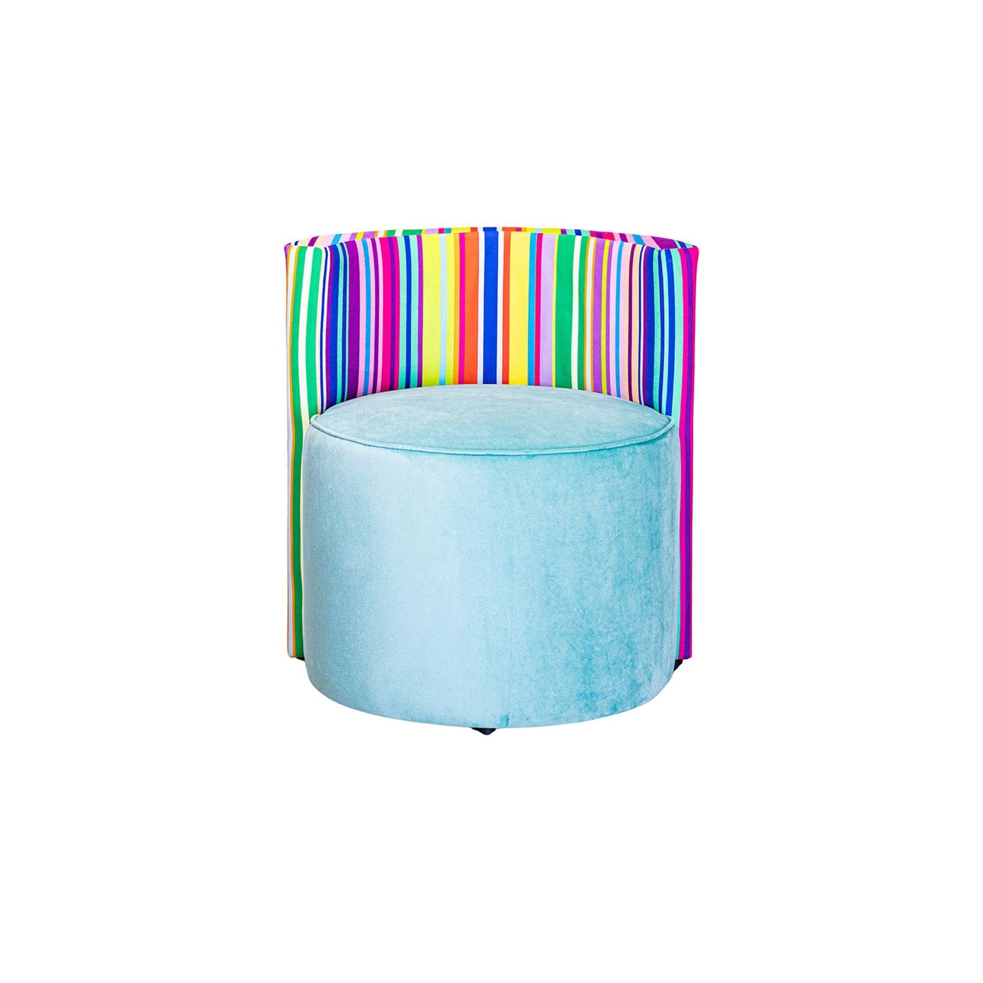 Renkli Çizgi Desenli Sırt Destekli Kadife Puf