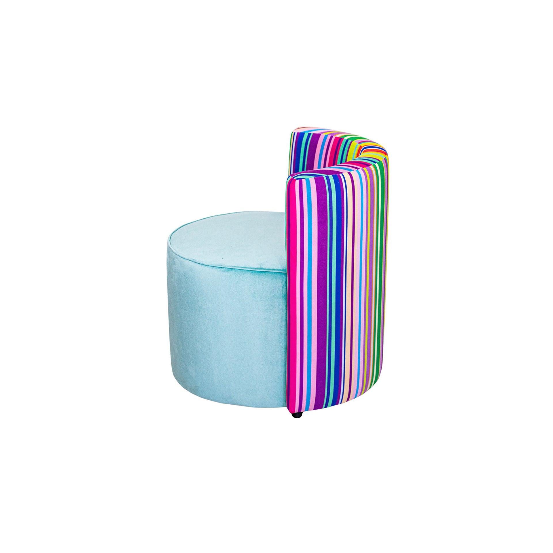 Renkli Çizgi Desenli Sırt Destekli Kadife Puf