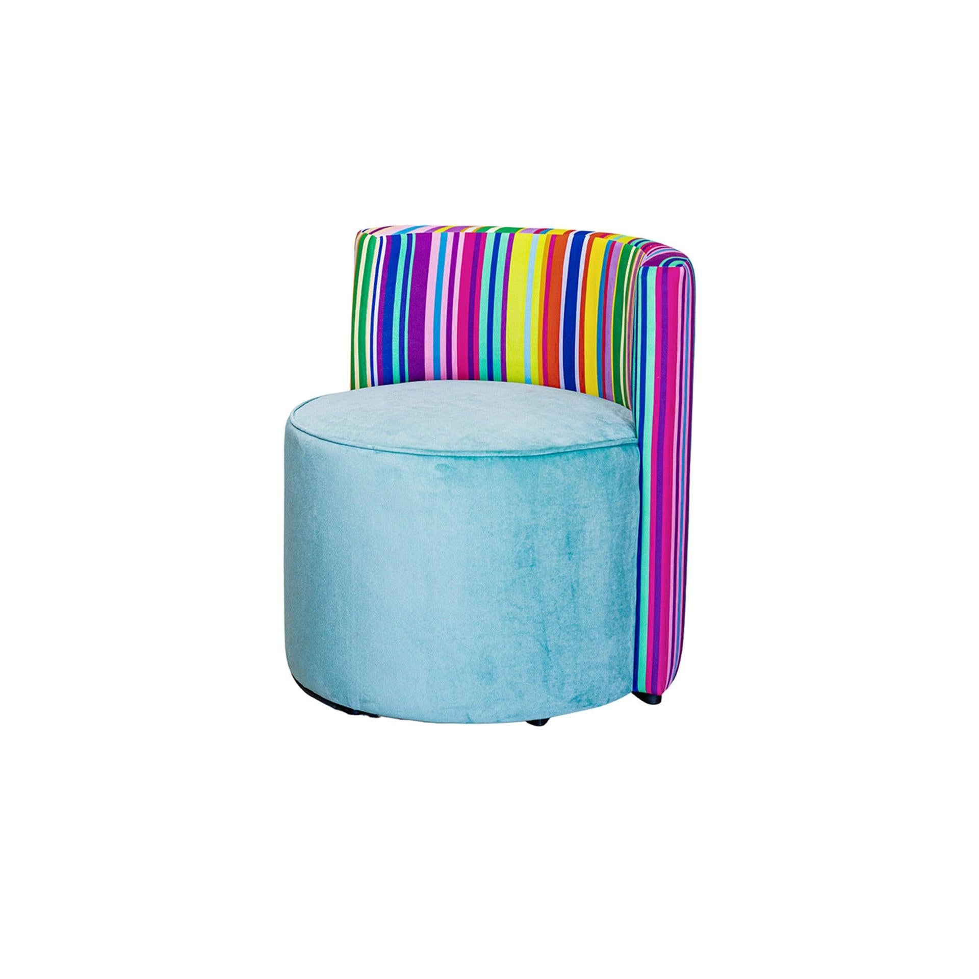 Renkli Çizgi Desenli Sırt Destekli Kadife Puf