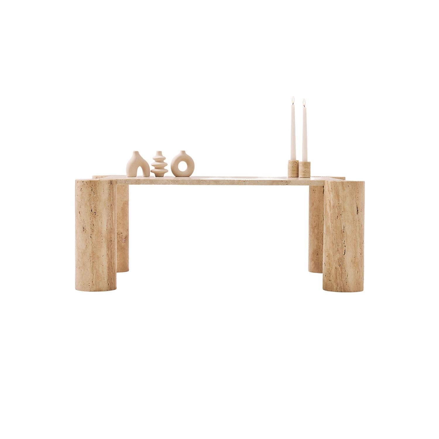 Rettangolo Light Traverten Orta Sehpa