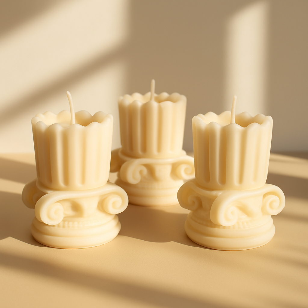 Roma Sütunu Figür Mum - El Yapımı Dekoratif Soya Mum - Tarih Temalı Koleksiyon