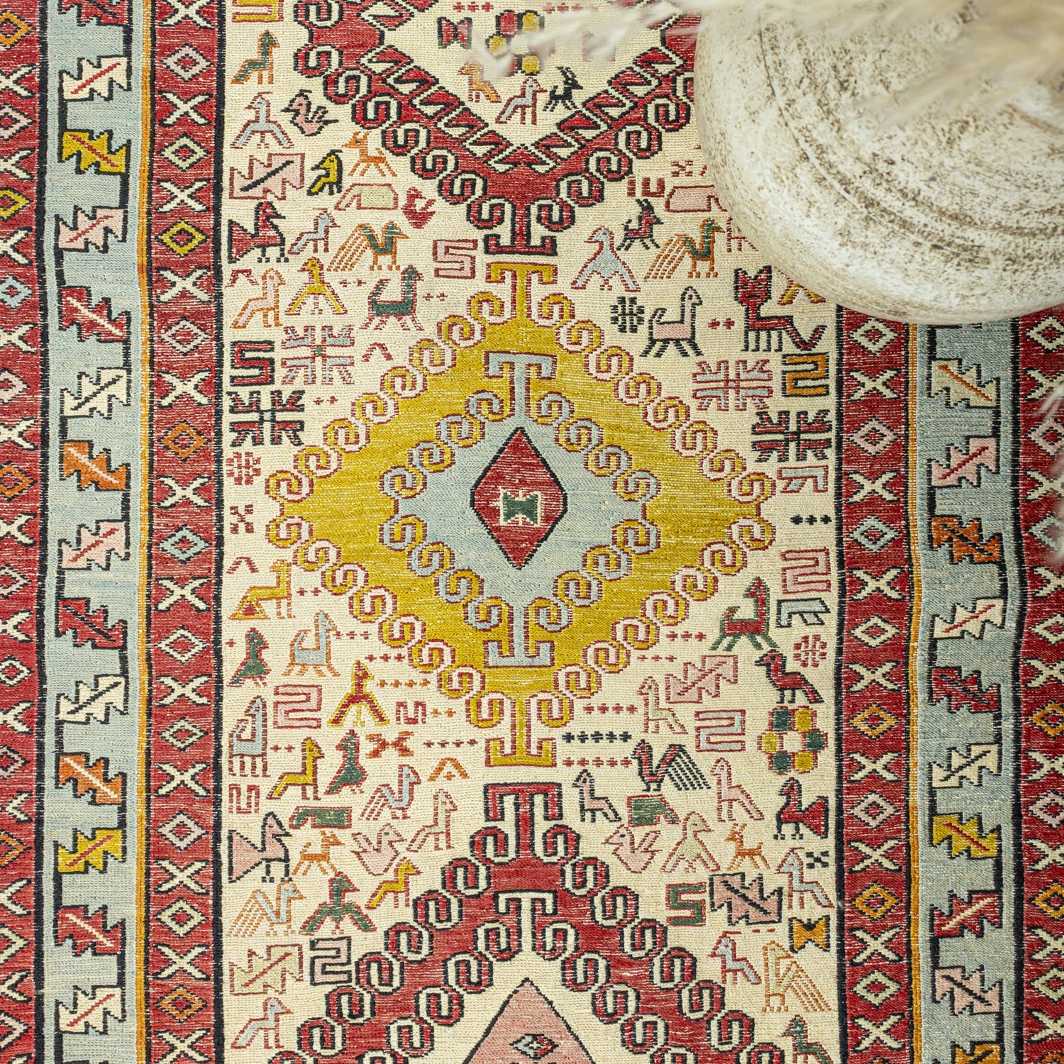 Rosa El Dokuma İpek Kilim Yolluk 71X281 Cm