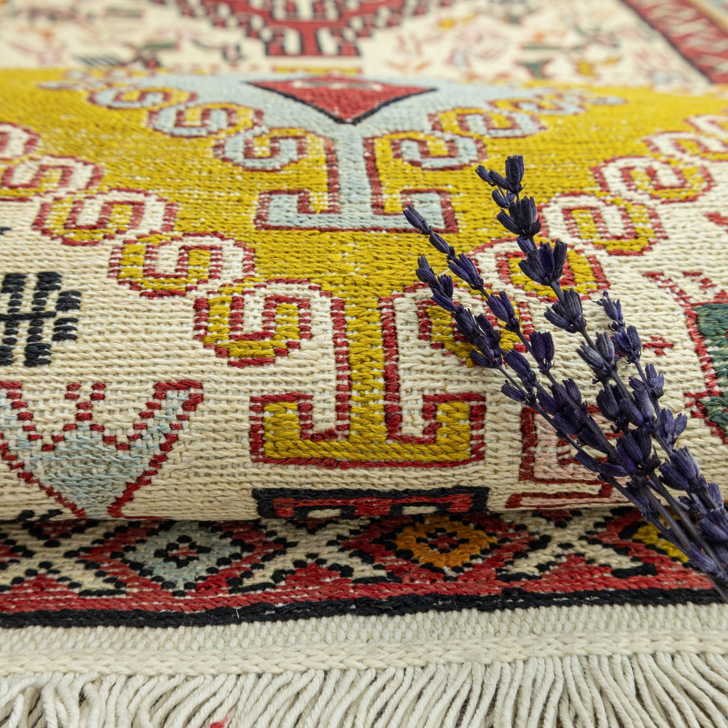 Rosa El Dokuma İpek Kilim Yolluk 71X281 Cm