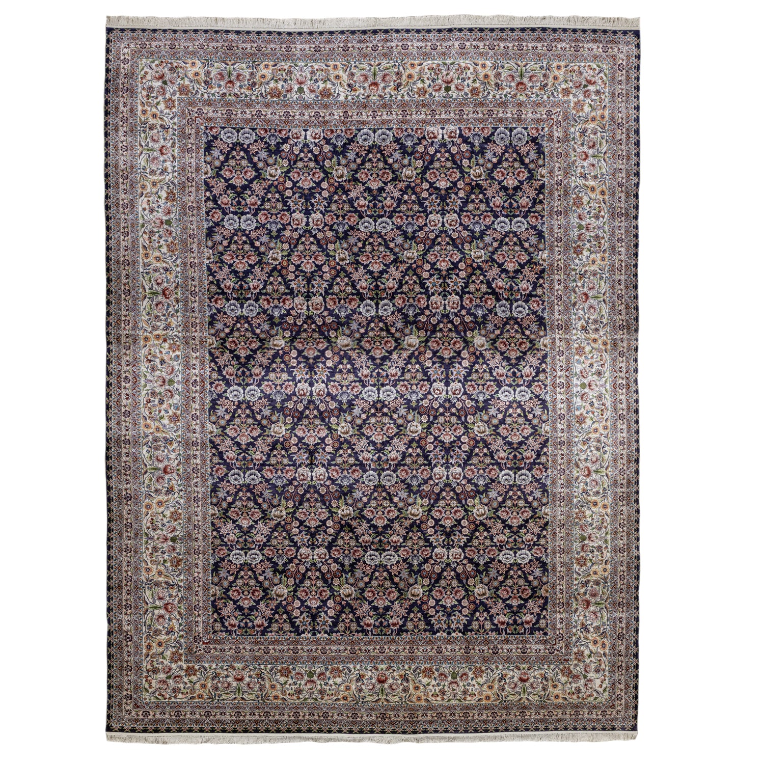 Sariya Serpme Çiçek Motifli İpek Halı 277X359 Cm