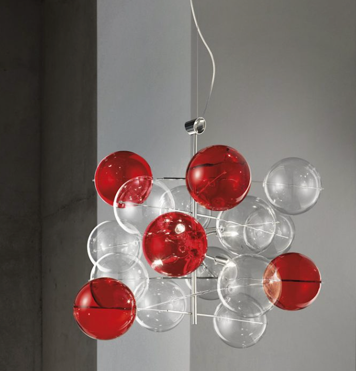 Atom Kristal Kırmızı Sarkıt Avize