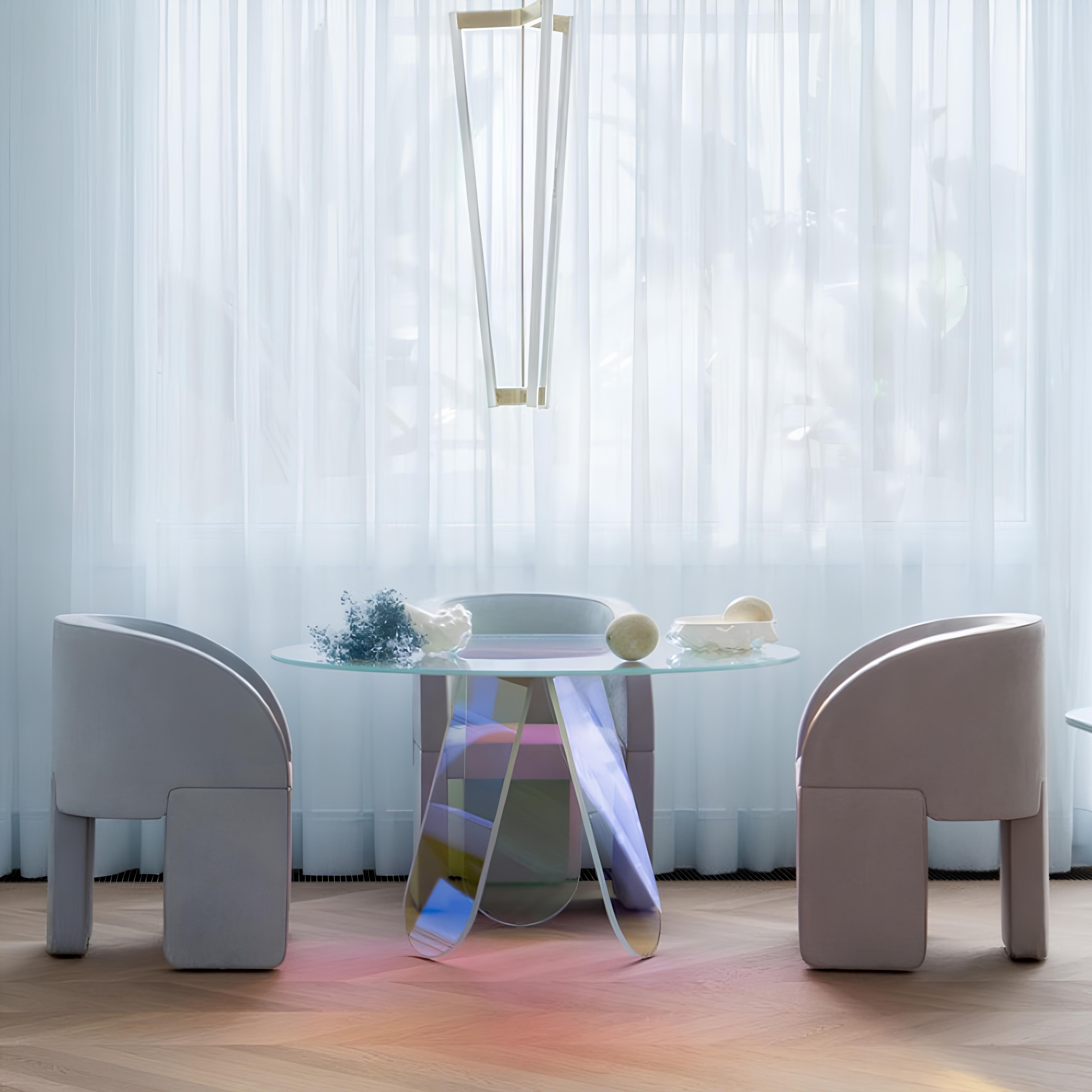 Shimmer Renkli Cam Masa ⌀105Cm