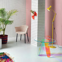 Shimmer Renkli Cam Sehpa ⌀65Cm