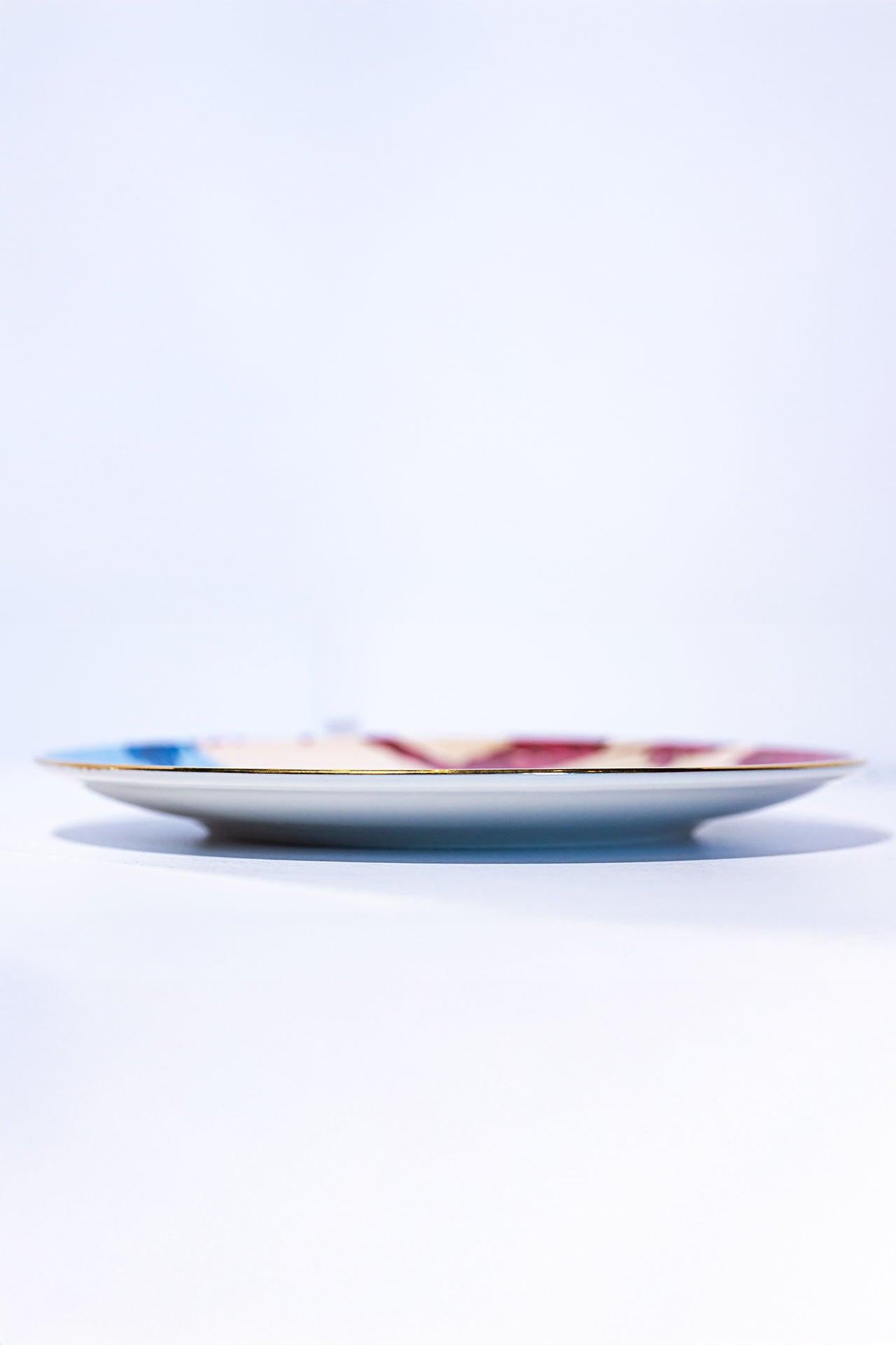 Signature Burgundy & Blue Servis Tabağı (2'li Set)