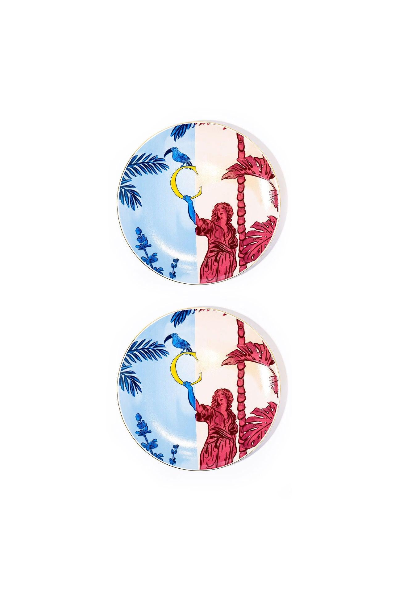 Signature Burgundy & Blue Servis Tabağı (2'li Set)