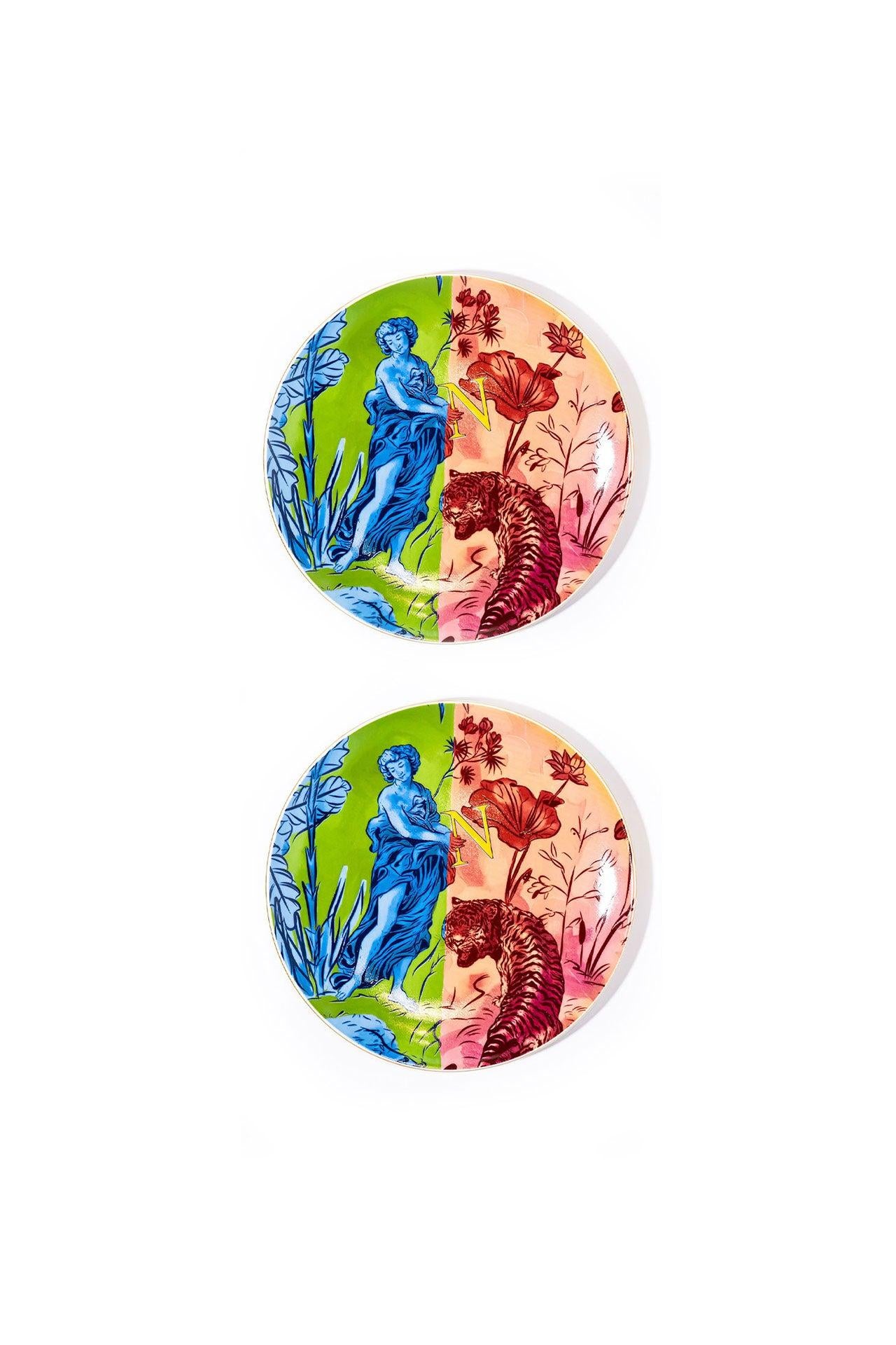 Signature Green & Pink Servis Tabağı (2'li Set)