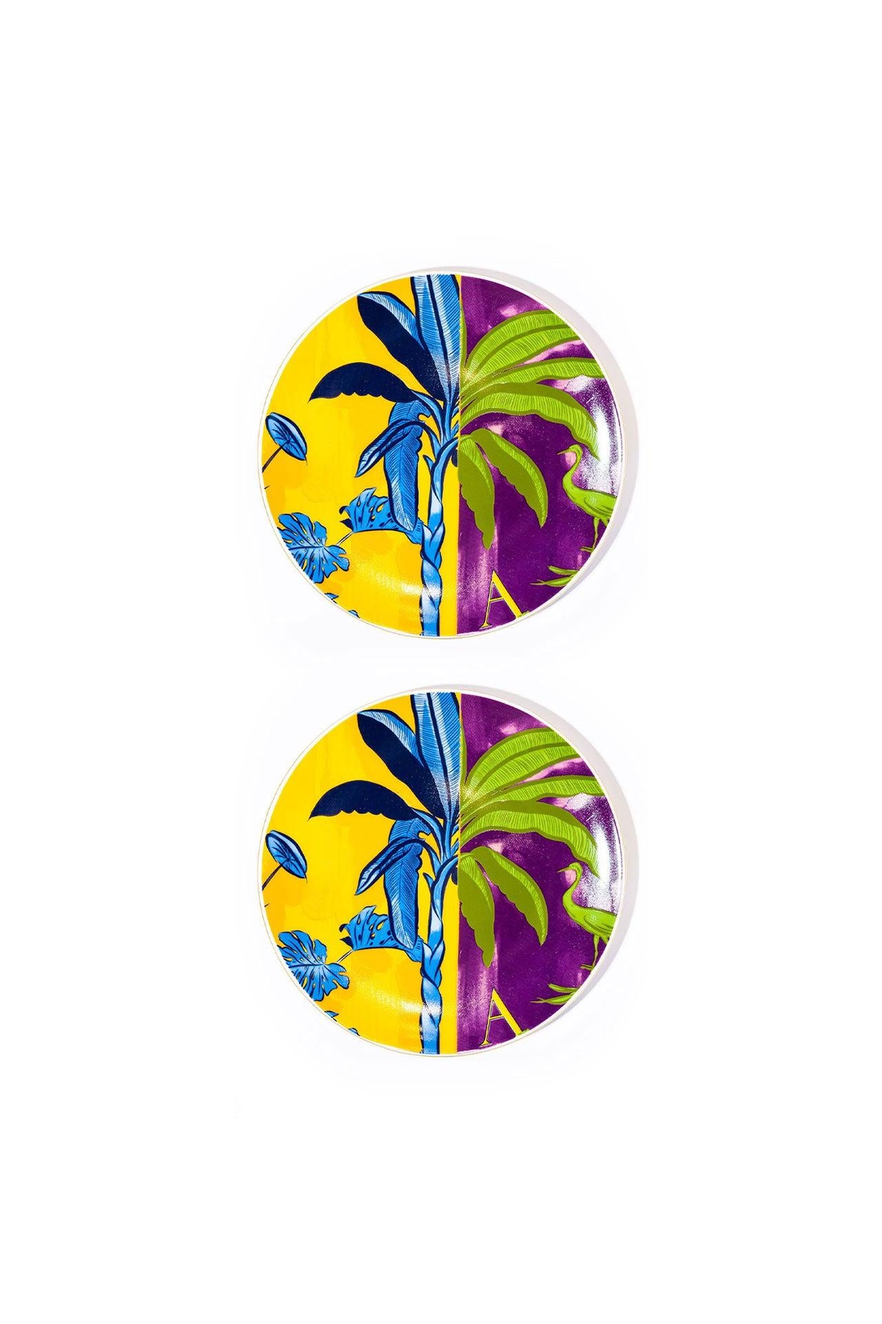 Signature Yellow & Purple Servis Tabak (2'li Set)