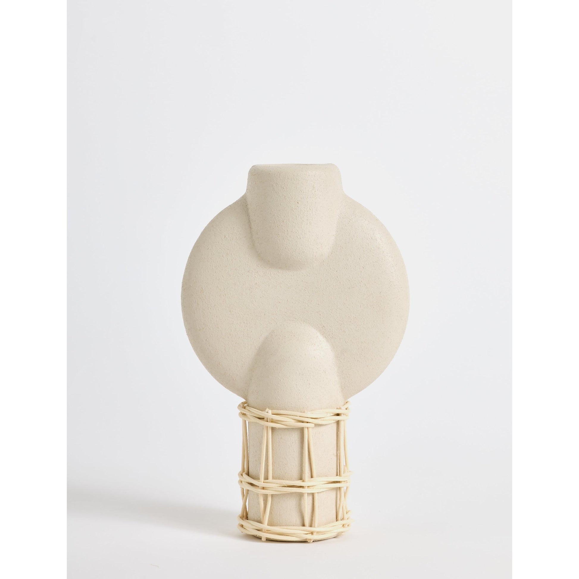 Silindir Doğal Hasır Örgülü Terakota Vazo