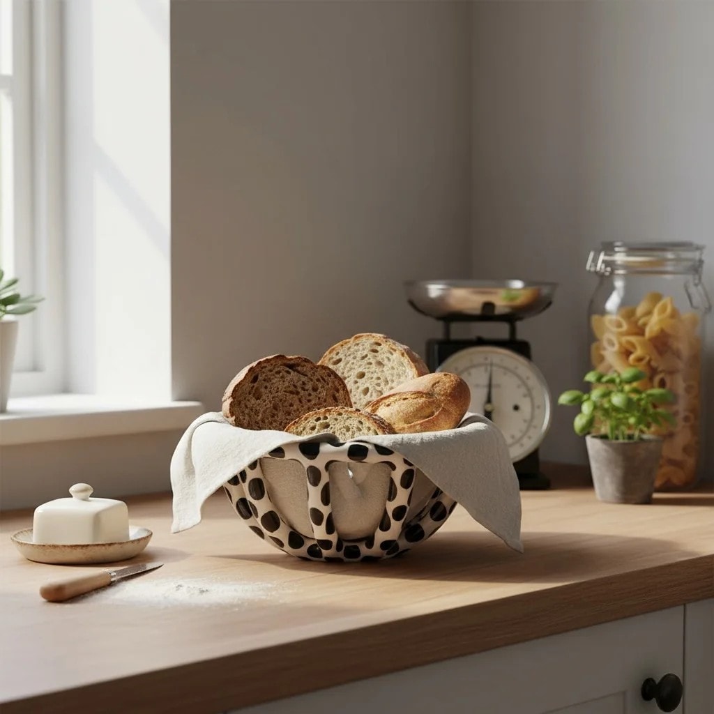 Siyah Benekli Seramik Sepet