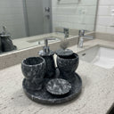 Siyah Mermer 5 Parça Banyo Seti