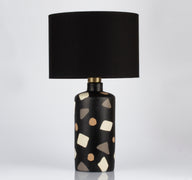 Siyah Terazzo Görünümlü Seramik Abajur-Abajur-Moena Studio-Siyah-NowShopFun