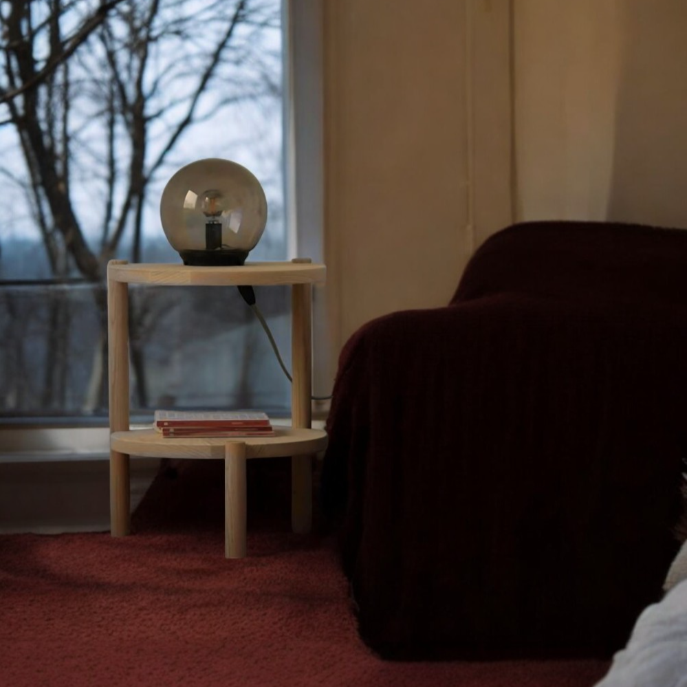 Sobe El Yapımı Masif Ahşap Yan Sehpa