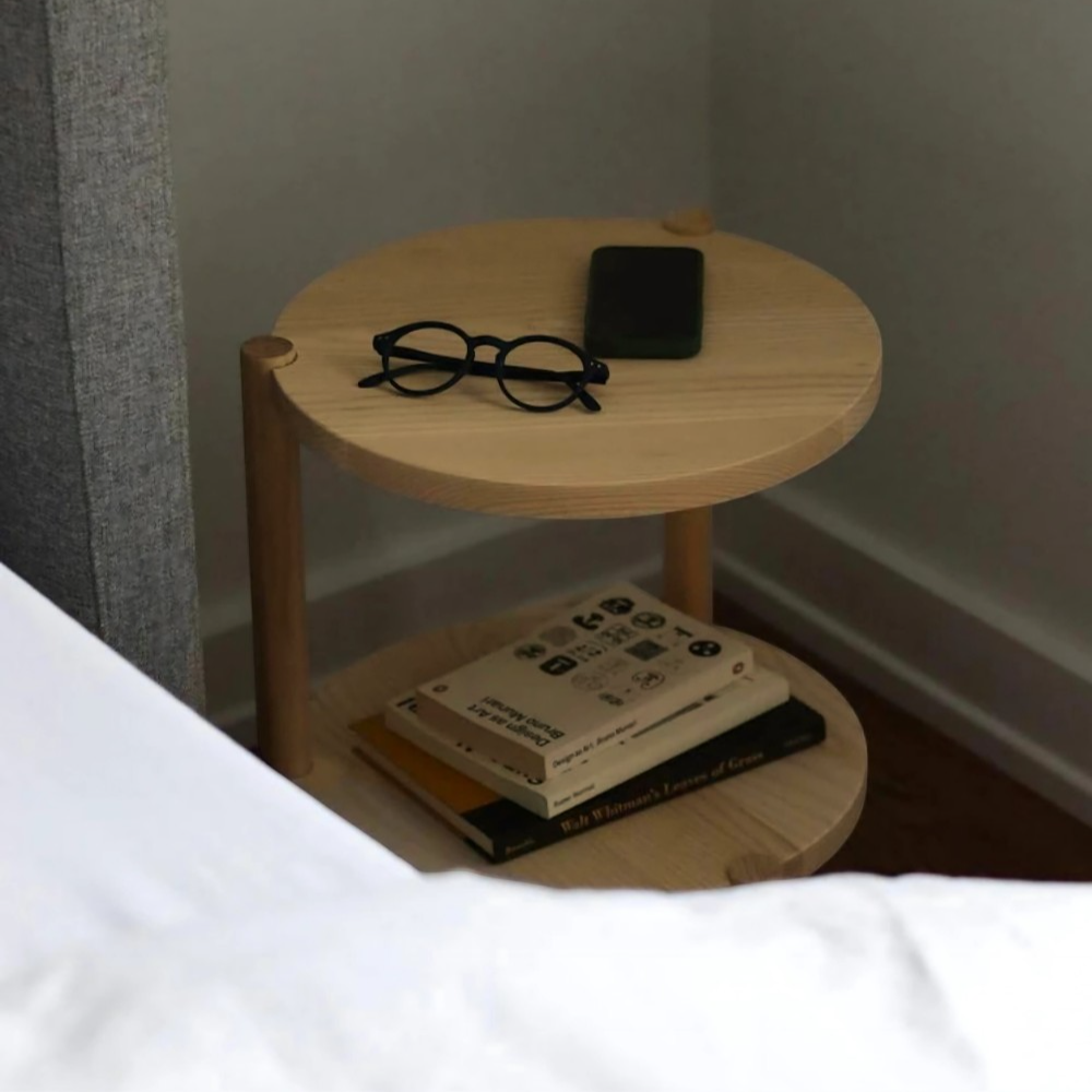 Sobe El Yapımı Masif Ahşap Yan Sehpa