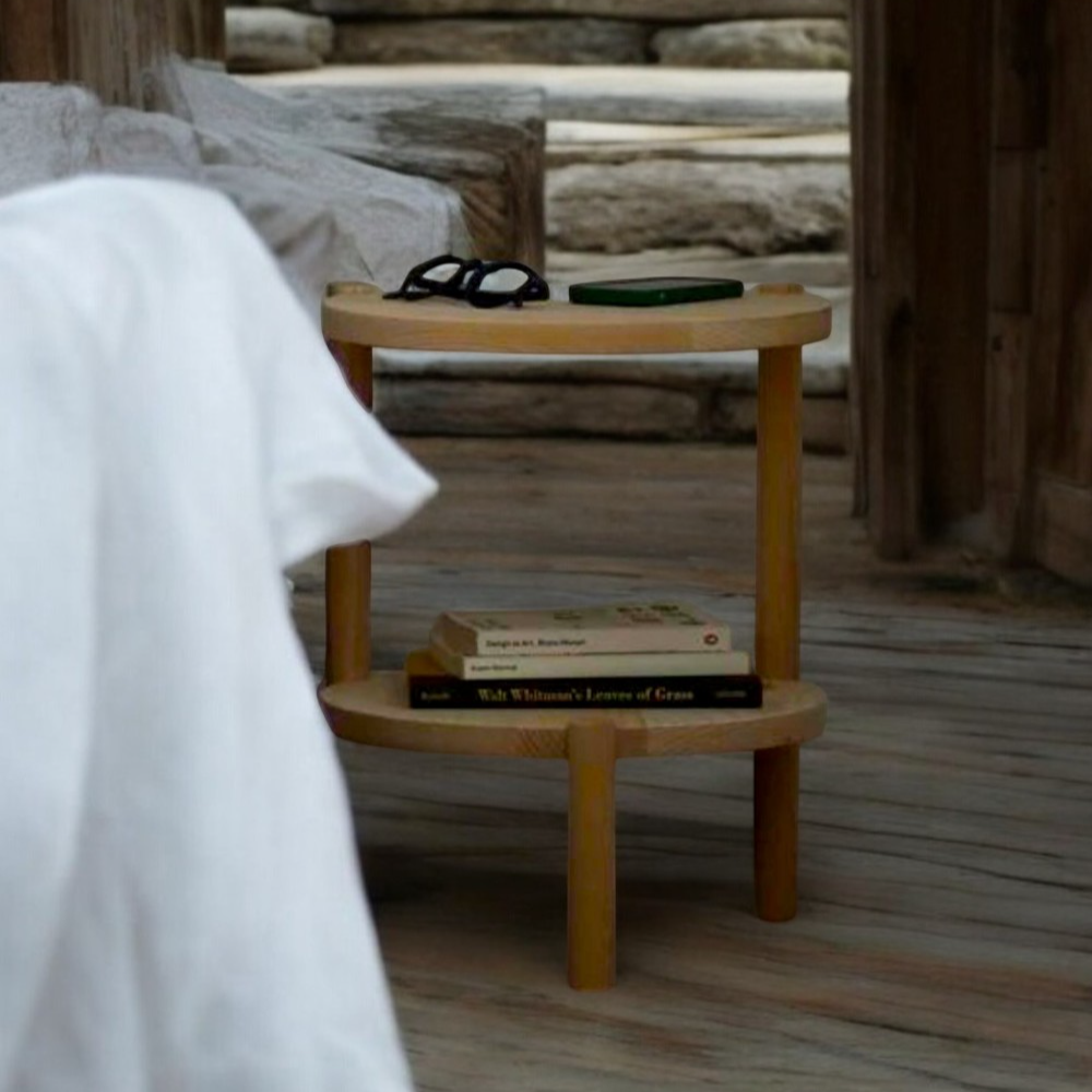 Sobe El Yapımı Masif Ahşap Yan Sehpa