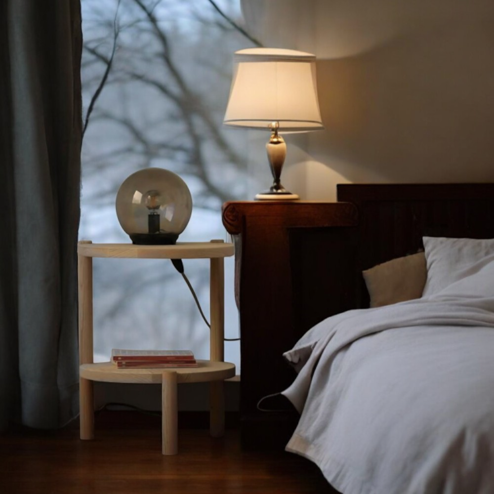 Sobe El Yapımı Masif Ahşap Yan Sehpa