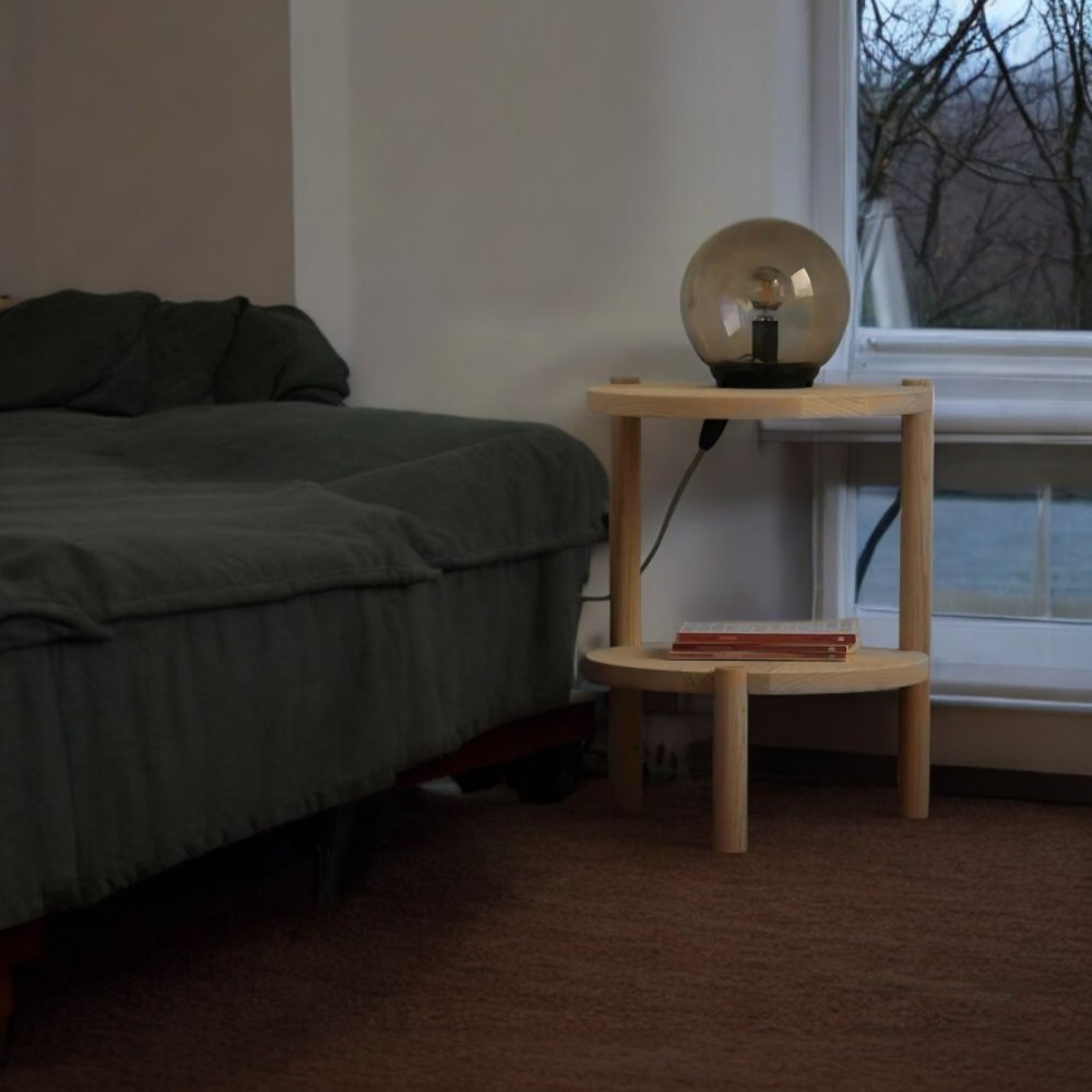 Sobe El Yapımı Masif Ahşap Yan Sehpa