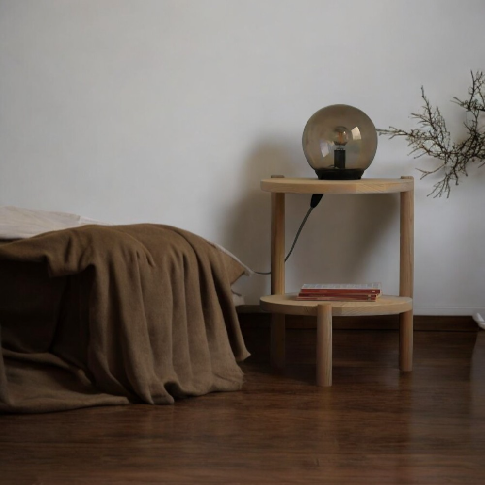 Sobe El Yapımı Masif Ahşap Yan Sehpa