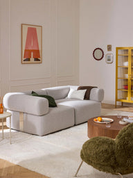 Sofia Modüler Kanepe, Bukle Kumaş, 2-3 Kişilik-Koltuk-Innature Home-Kırık Beyaz-NowShopFun