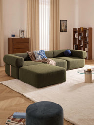 Sofia Modüler Köşe Kanepe, Bukle Kumaş 3-4 Kişilik-Köşe Koltuk-Innature Home-Kırık Beyaz-NowShopFun