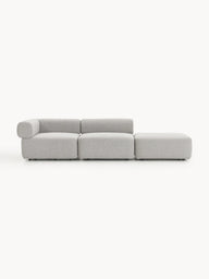 Sofia Modüler Puflu Kanepe, Bukle Kumaş, 3-4 Kişilik-Koltuk-Innature Home-Kırık Beyaz-NowShopFun