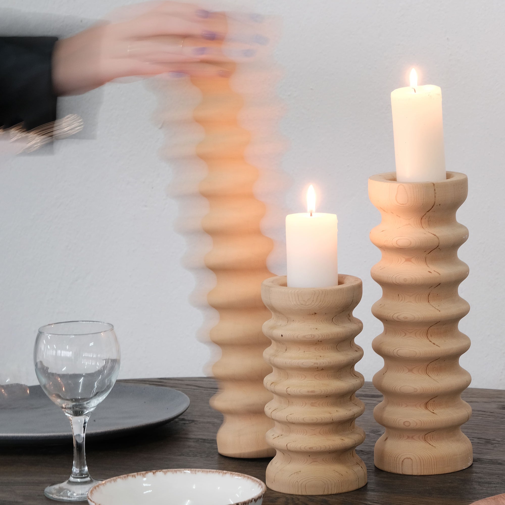 Sofra Ahşap Dekoratif Mumluk Seti