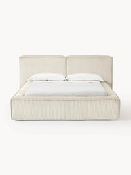 Soft Fitilli Kadife Çift Kişilik Döşemeli Karyola-Karyola-Innature Home-Gri-180x200-NowShopFun