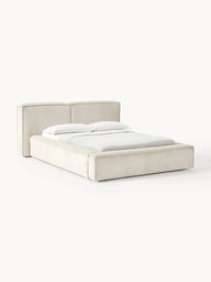 Soft Fitilli Kadife Çift Kişilik Döşemeli Karyola-Karyola-Innature Home-Gri-180x200-NowShopFun