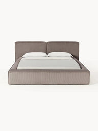 Soft Fitilli Kadife Çift Kişilik Döşemeli Karyola-Karyola-Innature Home-Gri-180x200-NowShopFun