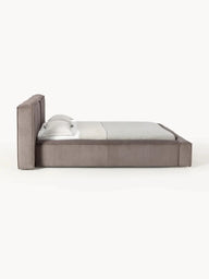 Soft Fitilli Kadife Çift Kişilik Döşemeli Karyola-Karyola-Innature Home-Gri-180x200-NowShopFun