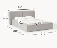 Soft Fitilli Kadife Çift Kişilik Döşemeli Karyola-Karyola-Innature Home-Gri-180x200-NowShopFun