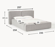 Soft Fitilli Kadife Çift Kişilik Döşemeli Karyola-Karyola-Innature Home-Gri-180x200-NowShopFun