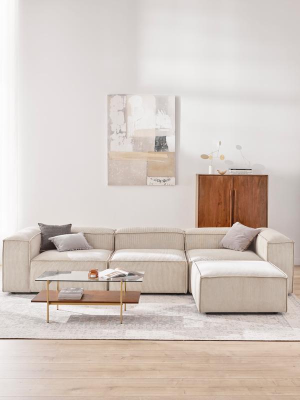 Soft Modüler Köşe Kanepe – Fitilli Kadife, 3-4 Kişilik