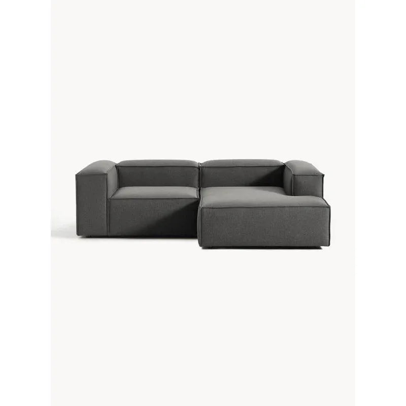 Soft Yumuşak Oturumlu Uzanmalı Modüler Mini Köşe, Keten (2-3 Kişilik) - Antrasit - Sol Köşe