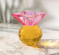Sparkle Yuvarlak Cam Şamdan-Şamdan-Moena Studio-Pembe/ Sarı-NowShopFun