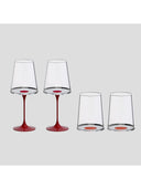 Split Glass – Kırmızı & Beyaz Şarap Kadehi – Kırmızı (2'li Set)