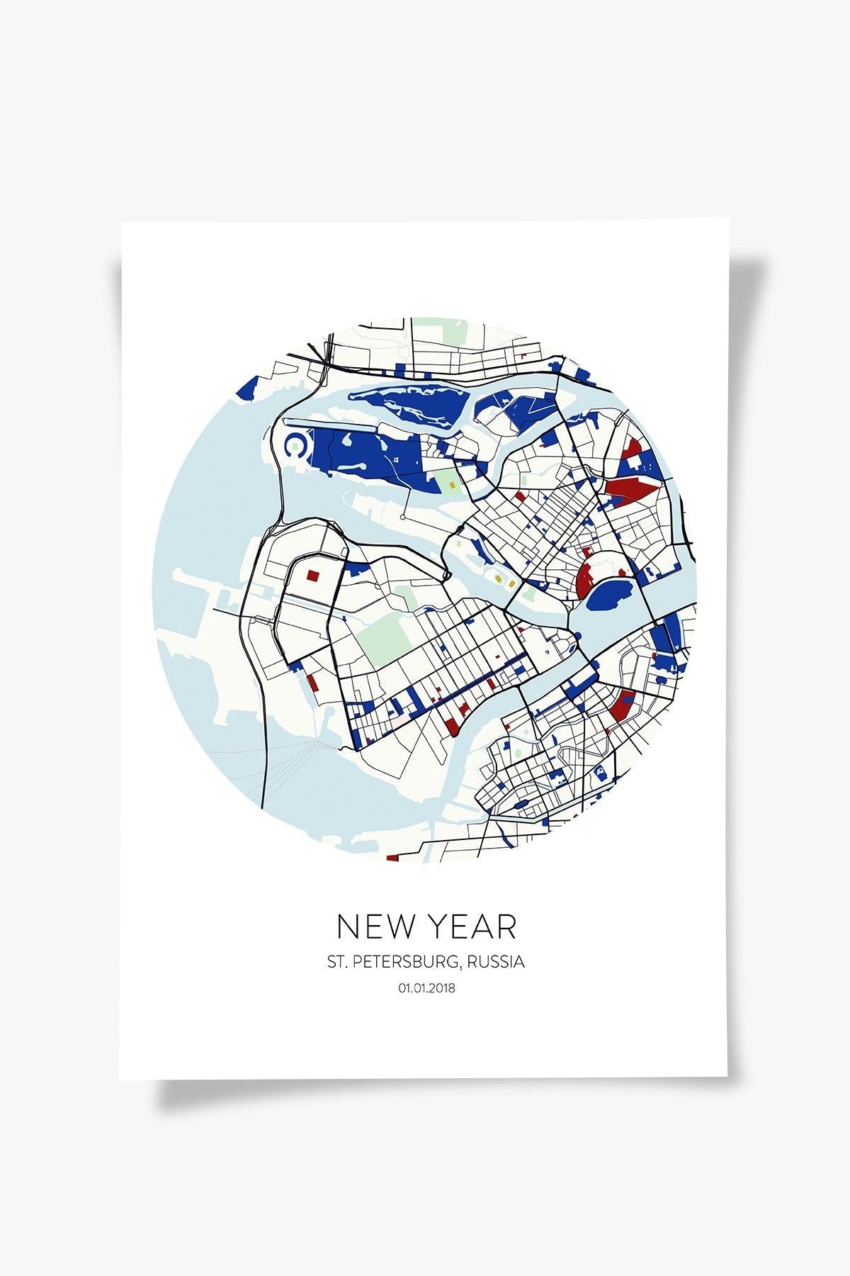 St. Petersburg Şehir Haritası Poster