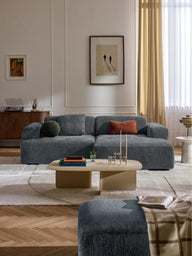Stella Modüler Köşe Kanepe - Şönil Döşemeli, 3 Kişilik-Köşe Koltuk-Innature Home-Sağ Köşe-Beyaz - Bej-NowShopFun