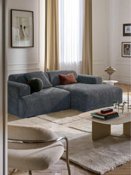 Stella Modüler Köşe Kanepe - Şönil Döşemeli, 3 Kişilik-Köşe Koltuk-Innature Home-Sağ Köşe-Beyaz - Bej-NowShopFun