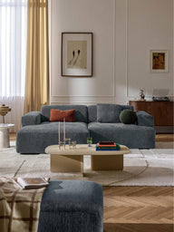 Stella Modüler Köşe Kanepe - Şönil Döşemeli, 3 Kişilik-Köşe Koltuk-Innature Home-Sağ Köşe-Beyaz - Bej-NowShopFun